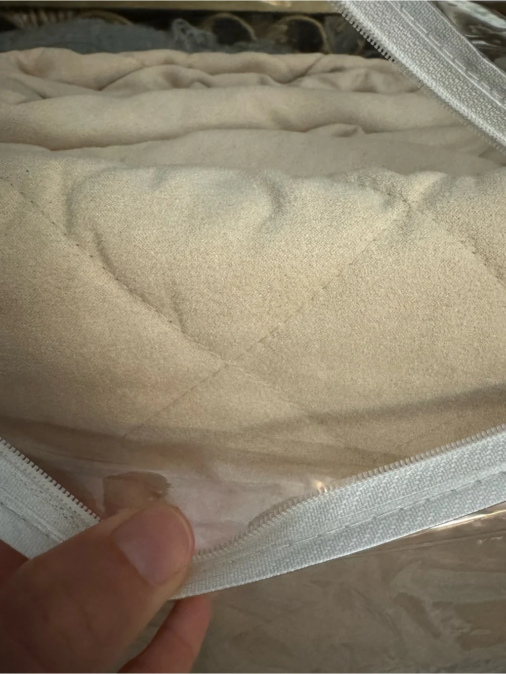 New in Package Beige Quilted  Suede Duvet Cover Queen